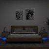 2 db szürke sonoma színű fali éjjeliszekrény LED-világítással